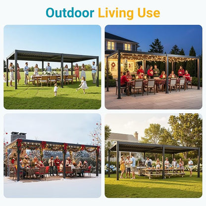 Louvered Pergola, 12' x 20' Outdoor Pergola, Aluminum Frame Patio Gazebo with Adjustable Louvers Roof & Integrated Gutter System, Outdoor Hardtop Gazebo for Patio, Backyard, Deck, Garden, Dark Gray