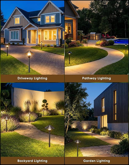 PARTPHONER Low Voltage Landscape Lighting 1-Pack, Aluminum 12V Pathway Lights with G4 Bulbs, Waterproof Stylish Matte Black Color Round Shade Path Lights with Connectors for Walkway Yard Garden