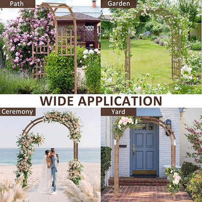 Outvita 7Ft Wooden Garden Arbor Arch, Wood Arbor Trellis, Pergola Archway for Wedding Ceremony Decoration Pergola Plant Climbing Rose Vines Lawn Courtyard Patio Reddish Brown