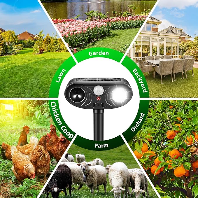 Sonic Fortress Pro Deer Repellent Devices Racoon Repellent Outdoor Squirrel Fortress Pro Animal Repeller Cat Deterrent with Motion Sensor Light to Scare Rabbit Skunk Fox for Yard Garden (4)