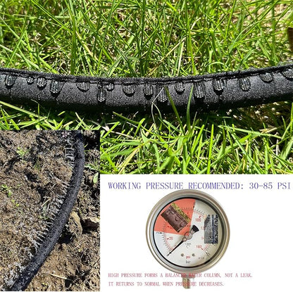 Hlinker Flat Soaker Hose 15 FT for Garden Beds, 15Ft 1/2" Linkable Consistent Drip Irrigation Hose Save 80% Water, Leakproof Heavy Duty Double Layer Sprinkler Hose