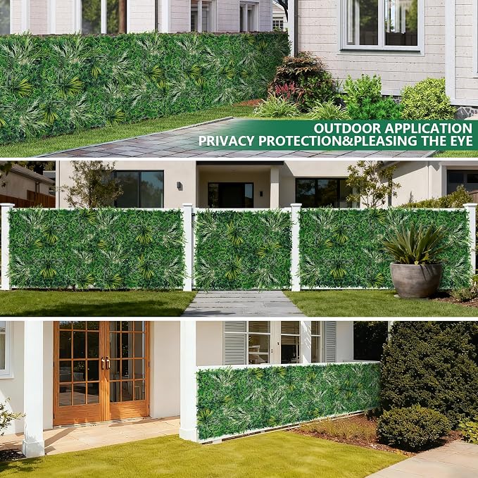 Grooy 20"X20" Grass Wall, 16PCS Boxwood Panels UV-Protected Faux Grass Backdrop Wall,Greenery Privacy Hedge Screen for Outdoor Garden Patio, Indoor Party Balcony Fence Decor
