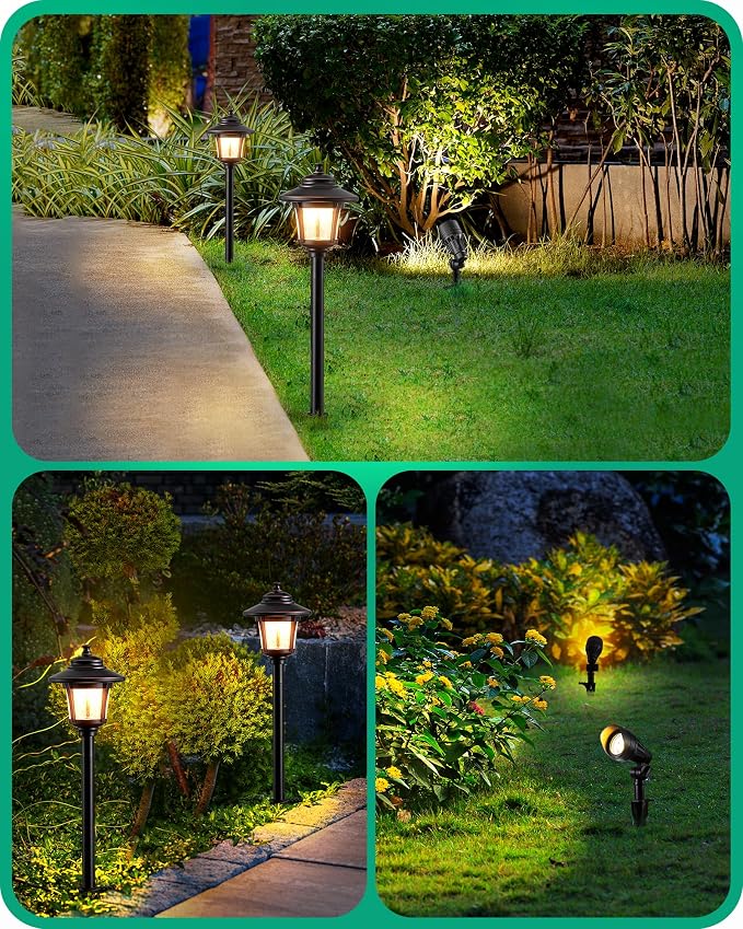 EDISHINE 8 Pack Low Voltage Landscape Lights Kit, 3W 120LM LED Pathway Lights & 3.2W 240LM Spotlights, 12V Outdoor Landscape Lighting with Connectors, Aluminum Landscape Light for Yard Path, Garden