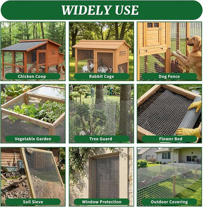48in x 100ft 19 Gauge Hardware Cloth 1/2 Inch Mesh Roll - Galvanized Chicken Wire Fencing for Garden Fence, Poultry Netting, Gopher Barrier, Animal Cage Screen, Chicken Wire Craft Projects