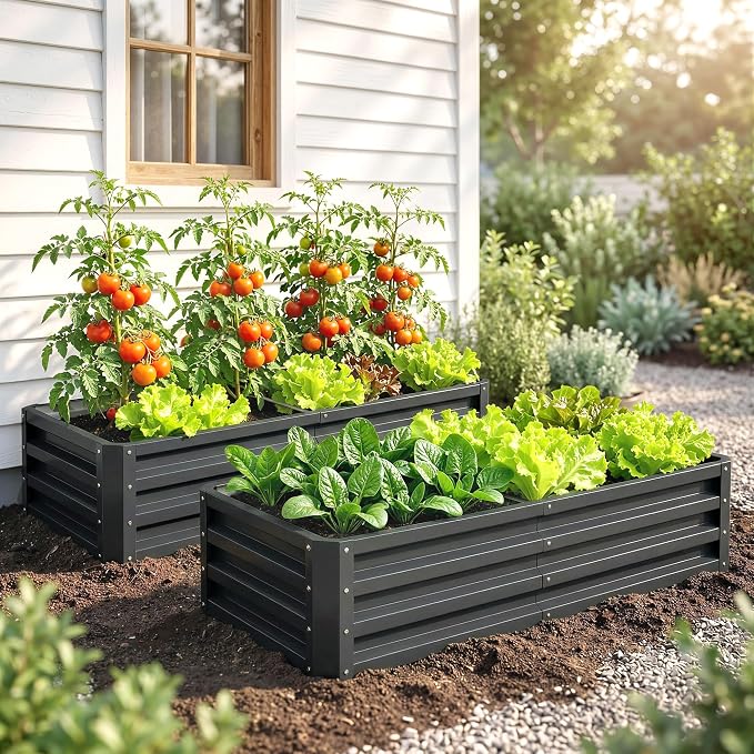 Outsunny Galvanized Raised Garden Bed, 4' x 2' x 1' Metal Planter Box, for Growing Vegetables, Flowers, Herbs, Succulents, Gray