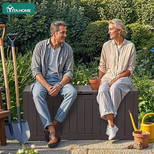 YITAHOME 80 Gallon Outdoor Storage Box | Large Water Resistant Resin Deck Box, Indoor Outdoor Lockable Storage Container for Patio, Garden, Cushions, Tools, Equipment