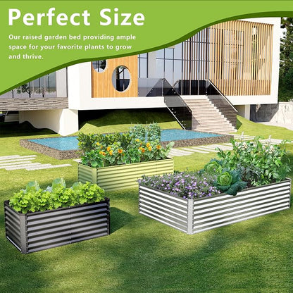 2PCS 4x2x2FT Galvanized Raised Garden Bed,Galvanized Planter Boxes Outdoor, Large Metal Raised Garden Beds for Vegetables-Silver