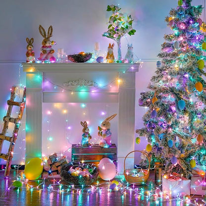 JMEXSUSS Easter Lights Clear Wire Outdoor Indoor, 168ft 600 LED Multicolor Easter String Lights Plug in for Bedroom Tree Room Party Decorations