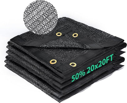 Kesfitt 50% Shade Cloth 20x20 ft, Breathable HDPE Mesh Sun Shade Tarp for Garden & Greenhouse, UV Resistant Outdoor Shade Fabric with Copper Grommets for Plants, Patio, Yard