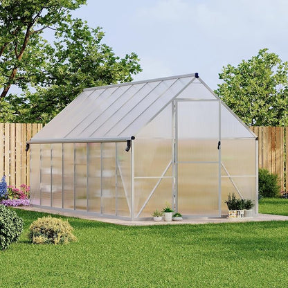 GarveeLife 8X16FT Polycarbonate Greenhouse with Aluminum Frame, Polycarbonate Greenhouse for Outdoors, Greenhouses with Ventilation and Rain Gutter, Aluminum Large Walk-in Greenhouses for Outside