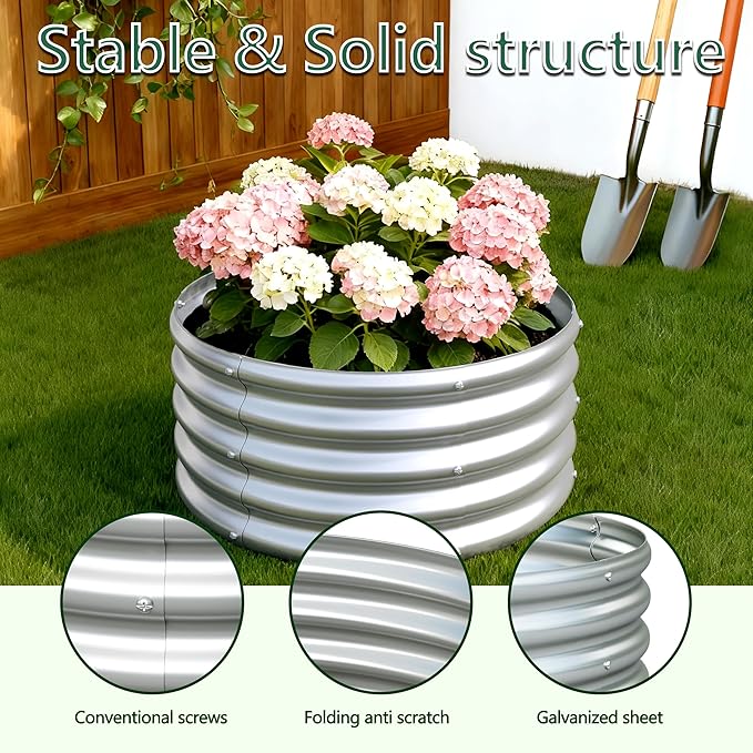 2Pack 2x2x1ft Galvanized Raised Garden Bed, Planter Raised Garden Beds Outdoor, Round Clearance Raised Garden Beds for Gardening Vegetables……
