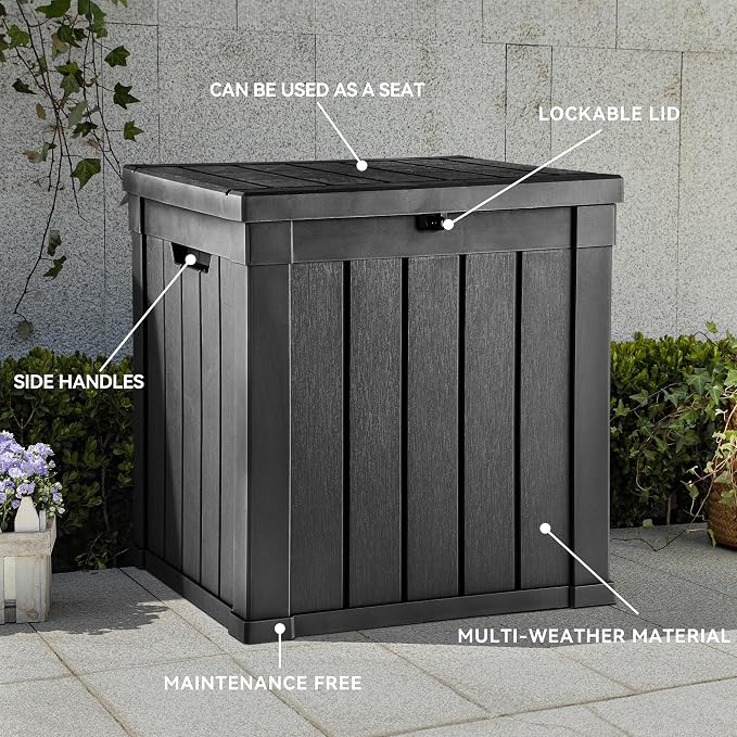 YITAHOME 51 Gallon Outdoor Storage Deck Box | Waterproof Resin Package Delivery and Storage Box with Lockable Lid for Patio Furniture Cushions, Pool Accessories, Garden