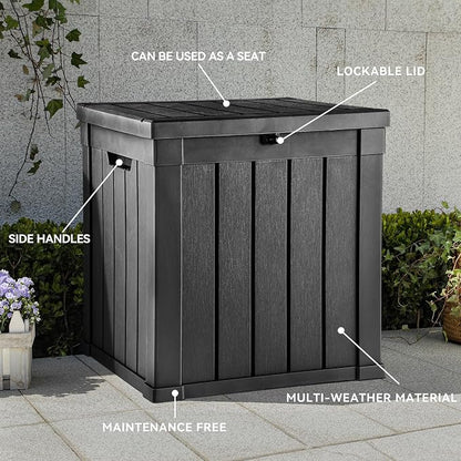 YITAHOME 51 Gallon Outdoor Storage Deck Box | Waterproof Resin Package Delivery and Storage Box with Lockable Lid for Patio Furniture Cushions, Pool Accessories, Garden