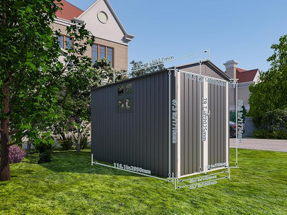 Outdoor Metal Storage Shed with Window,10x6.64 FT Motorcycle Storage Shed, Waterproof Heavy Duty Outdoor Storage for Garden Tools Sports Equipment,No Tracks & Fixtures,Grey+White