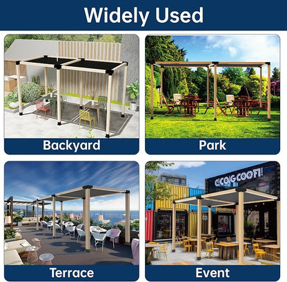 Pergola Bracket Kit 4x4, 2pcs 4-Way Heavy Duty Corner Bracket and 2pcs Base, Used to Connect Extended Pavilion Wooden Beams, for Gazebo, Patio Pergolas, Log Cabin Outdoor, Wood Stand Sheds