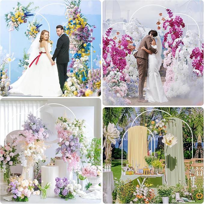 Wokceer Wedding Arch Backdrop Stand 7.2FT, 6.6FT, 6FT Set of 3 White Metal Wedding Arch Stand for Wedding Ceremony Baby Shower Birthday Party Garden Floral Balloon Arch Decoration