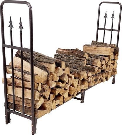 Sunnydaze Indoor/Outdoor 6-Foot Decorative Firewood Log Rack - Powder-Coated Steel Wood and Kindling Holder - Bronze