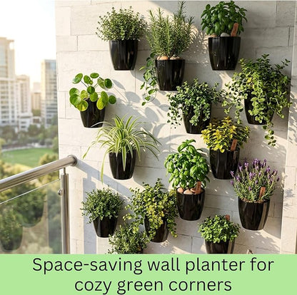 LaLaGreen Indoor Wall Planters (5in, 10 Pack) Self Watering Hanging Pots | Eco Wall Mounted Planter System Living Plant Holder Trendy Live Wall Garden Outdoor for Herb Garden Home Decor