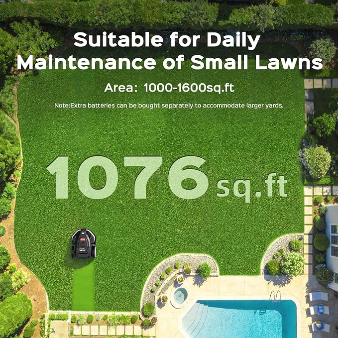 V3 Robotic Lawn Mower with AI Vision Technology, Adjustable Grass Cutting Height, APP Control, Low-Noise Performance, No-Go Zone Function, Efficient Robot Lawn Mower for Small Lawns(Jet Black)