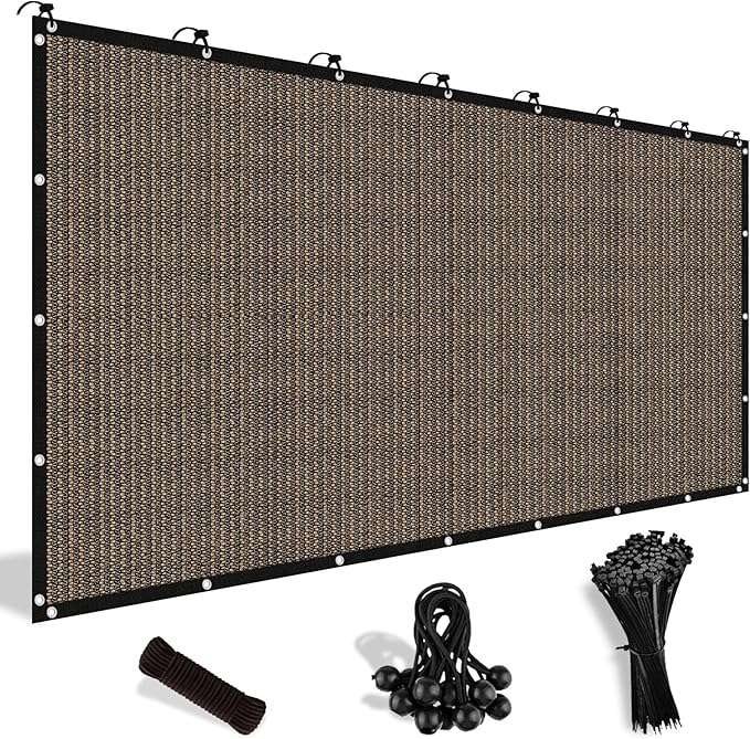 Shade&Beyond 90% Sun Shade Cloth with Grommets, 6' X 10' Pergola Shade Cover Canopy, Mesh Tarp Sun Screens for Patio, Outdoor, Garden, Backyard, Mocha