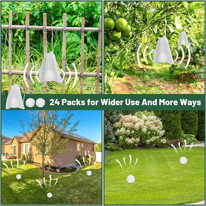 24 Pack Powerful Deer Repellent Balls, Natural Deer Deterrent and Rabbit Repellent Outdoor