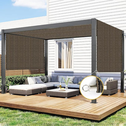 Shade&Beyond 8'x16' Pergola Shade Cover with Weighted Rods & Grommets, 90% UV Block Outdoor Sun Shade Cloth Canopy Replacement Cover for Patio Porch, Mocha | 200GSM HDPE Privacy Shade Screen Panel with Weighted Rods & Grommets, 90% UV Block Outdoor Sun...