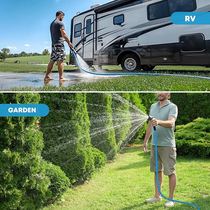 Kohree 100 FT RV Water Hose, 5/8" Premium Drinking Water Hose, Leak Free, No Kink, Long Garden Hose 100 ft with Storage Bag, Ideal for RV, Camper, Truck, Garden - Blue