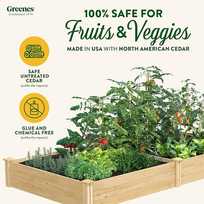 Greenes Fence Classic Cedar Raised Garden Bed, 4' x 8' x 10.5" (1/2" Thick) - Made in USA with North American Cedar