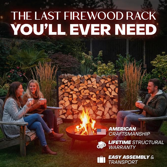 Woodhaven 5-Foot Firewood Rack – Made in USA – ¼ Plus Cord Raised Lumber Storage Rack – Keeps Wood Dry & Ready – Heavy-Duty Steel, Lifetime Structural Warranty (Without Cover)