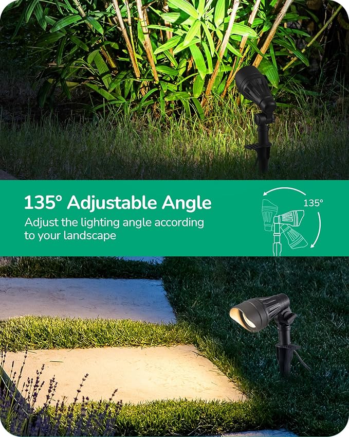 EDISHINE Low Voltage LED Landscape Lights with 35° Beam Angle, 3.2W 240LM 3000K Outdoor Landscape Lighting, CRI 80, Waterproof SpotLights for Trees, House, Yard, Garden, ETL Listed, 4 Pack