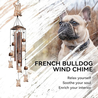 36" French Bulldog Wind Chimes Outdoor Dog Gifts for Women/Men/Mom/Grandma Birthday Gifts Memorial Gift Metal WindChimes for Outside/Indoors, Home, Lawn, Porch, Patio, Garden Decor, Yard Decorations