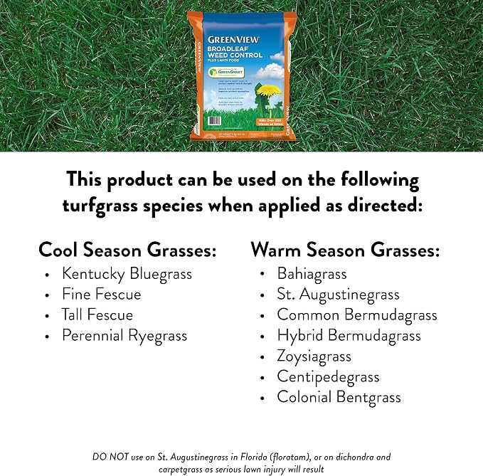 GreenView Weed and Feed 39 lb. Bag, Covers 15,000 sq. ft. | Kills 250 Plus Weeds - 27-0-4 NPK formula - Provides 8 weeks of feeding
