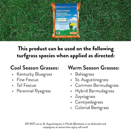 GreenView Weed and Feed 39 lb. Bag, Covers 15,000 sq. ft. | Kills 250 Plus Weeds - 27-0-4 NPK formula - Provides 8 weeks of feeding
