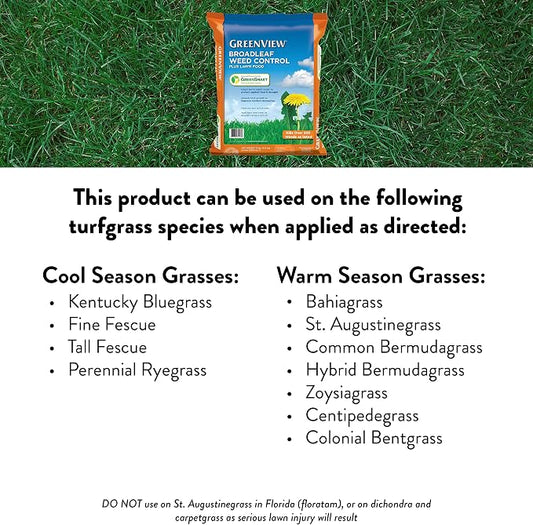 GreenView Weed and Feed 13 lb. Bag, Covers 5,000 sq. ft. | Kills 250 Plus Weeds - 27-0-4 NPK formula - Provides 8 weeks of feeding