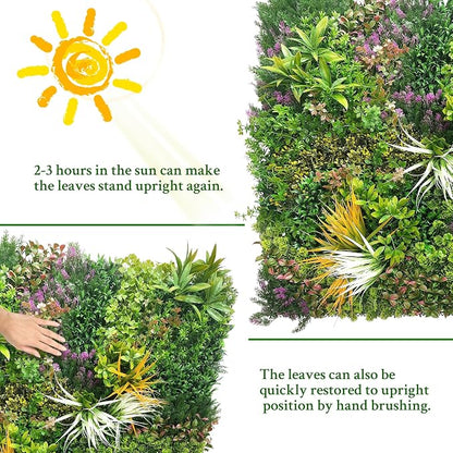 ODTORY Artificial Greenery Grass Wall Panels: 20''x 20'' 16P(45 sqft) | UV-Anti, Faux Ivy Privacy Fence Screen, Boxwood Backdrop, Vine Leaf Hedges Roll, Patio/Balcony/Garden/Backyard, Green Decor