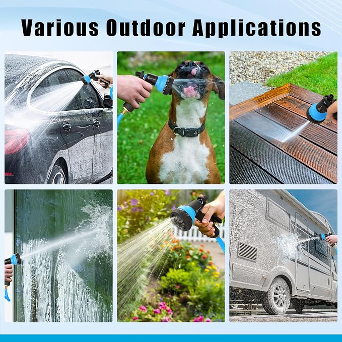 AUTOMAN Coil Garden Hose 15 ft, EVA Curly Water Hose with Brass Connectors, Recoil Garden Water Hose,Includes 7-Pattern Function Sprayer,Retractable,Corrosion Resistant Garden Coil Hose.