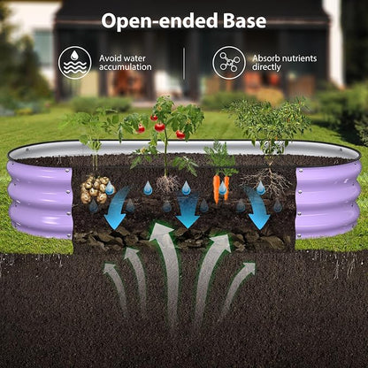 Winpull Raised Garden Bed Kit, 5x2x1 ft Galvanized Planter Box Outdoor with Safety Edging, Large Metal Raised Beds for Gardening Vegetables Flower Fruits (Provence Purple)