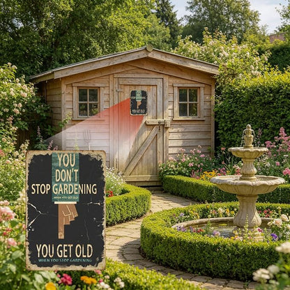 Funny Garden Metal Signs, Vintage Outdoor Wall Decor 8x12 Inch | You Don't Stop Gardening, Weatherproof Aluminum Sign for Patio Yard Greenhouse, Gift For Gardeners