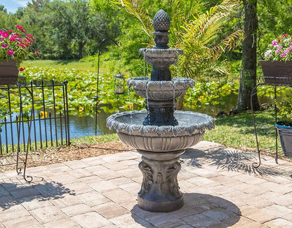 Kenroy Home 51010ZC Ibiza Outdoor Floor Fountain with Gray Finish, Classic Style, 45" Height, 25.5" Width, 25.5" Depth, Zinc