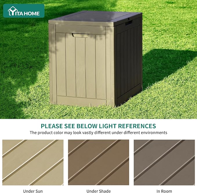 YITAHOME 30 Gallon Deck Box Outdoor Storage Box | Waterproof Resin Package Delivery and Storage Box with Lockable Lid for Patio Furniture Cushions, Pool Accessories, Garden