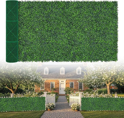 Artificial Boxwood Roll, 60x180 in (75 sqft) UV-Anti Faux Ivy Grass Wall Backdrop for Balcony Privacy, Fake Grennery Wall Decor for Garden, Patio, Backyard