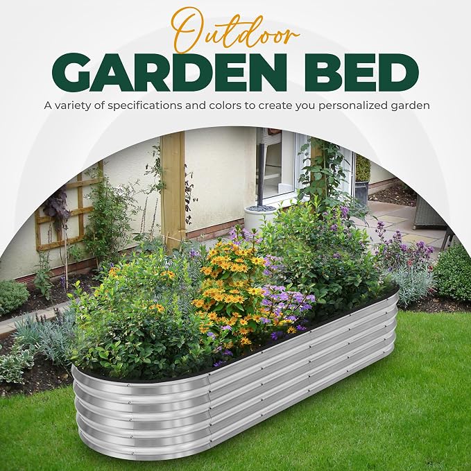 Utopia Home Galvanized Raised Garden Bed, 2 Pack 6x2x1 Ft Lightweight Planter Boxes Outdoor with Easy Assembly, Large Garden Bed for Vegetables, Fruits, Flowers, Silver,