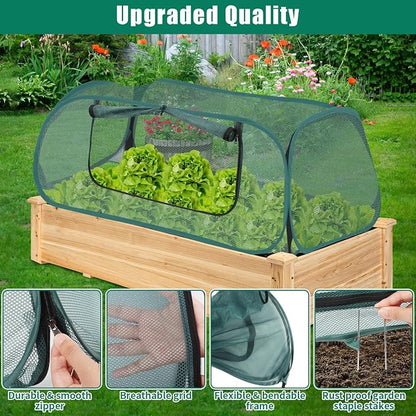 ANGAR 2Pack Garden Covers for Raised Beds, Pop Up Mesh Plant Covers for Outdoors, 30% Sunblock Plant Shade Tent, Crop Cage for Seedlings Vegetable Against Birds, Animals, with 8 Stakes (45"X22"X16")