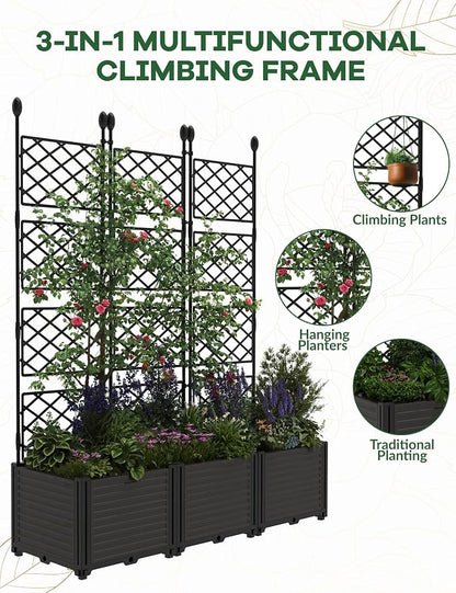 Planter Box WithTrellis,Planter Box for Climbing Plants/Vines,50x63In Garden Trellis,for Vegetables Flower, Planter Box for Backyard Patio Balcon