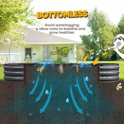 KING BIRD Raised Garden Bed Kit 2025 Upgraded Quick-Setup Galvanized Planter Garden Box Outdoor for Gardening, Vegetables, Flowers, 94x36x12 in, Dark Grey