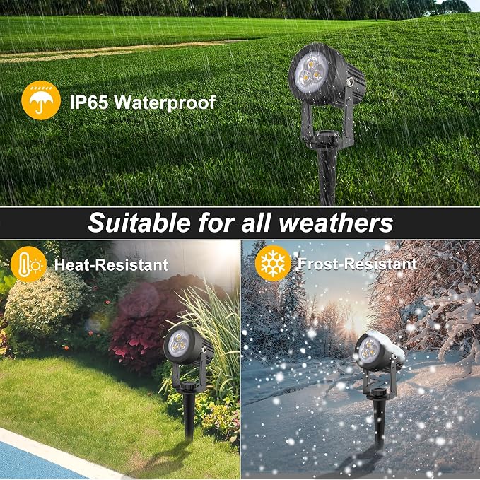 Solar Spot Lights Outdoor, Solar Landscape Spotlights IP65 Waterproof 9.8ft Cable,Auto On/Off Outdoor Wall Lights for Garden Yard Driveway Porch Walkway Pool (3000K Warm White)