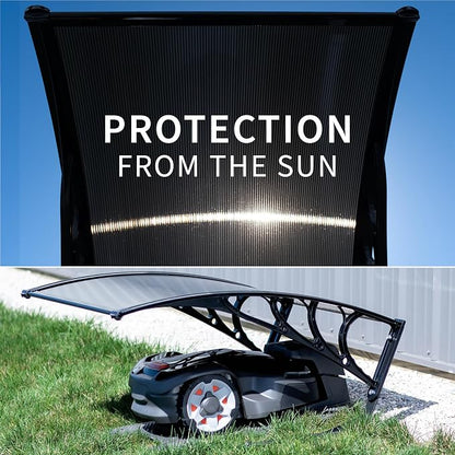 Life Finds Outdoor Shade Cover Designed for Robotic Lawn Mowers, Portable Garage Roof for Robot Mowers, Weather Resistant Polycarbonate Canopy, Black, LF-RLS1