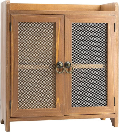 COLLECTIVE HOME - 2 Tiered Storage Cabinet, Countertop Cabinet, Wood Organizer for Kitchen Living Room Bedroom Bathroom Office with Magnetic Door, 15.75 x 14.5 x 6.5, Brown, 01
