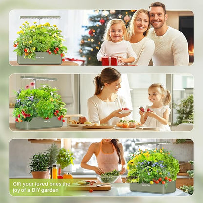 SUNCOZE Hydroponics Growing System Kit 12 Pods, 24W LED Grow Light Indoor Garden, 4L Water Tank with Quiet Pump, Adjustable Height Herb Garden Planter Indoor Kit, Gardening Gifts, Green