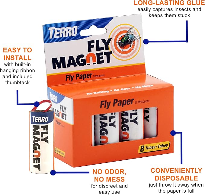 TERRO T518 Fly Trap Indoor Housefly, 4 Pack, Sticky Fly Trap Indoor Hanging